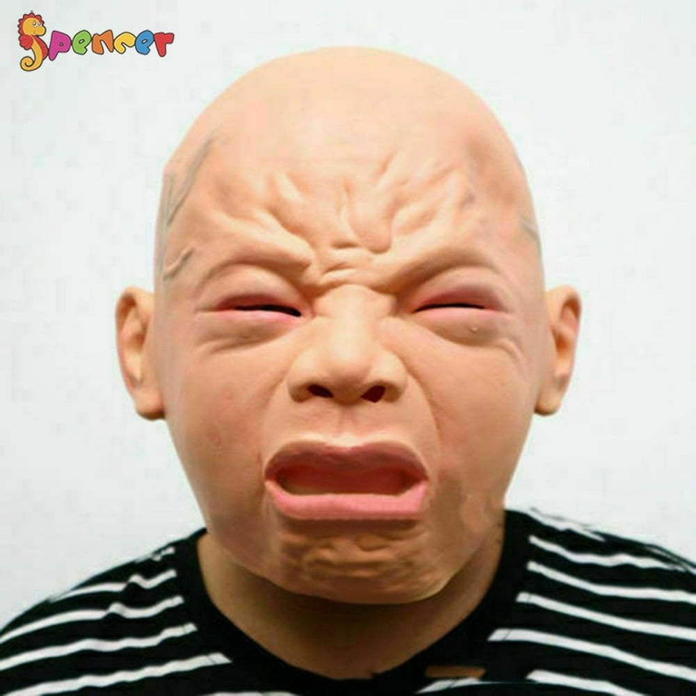 Spencer Novelty Realistic Crying Baby Face Mask Latex Full Head Creepy Baby Mask Halloween