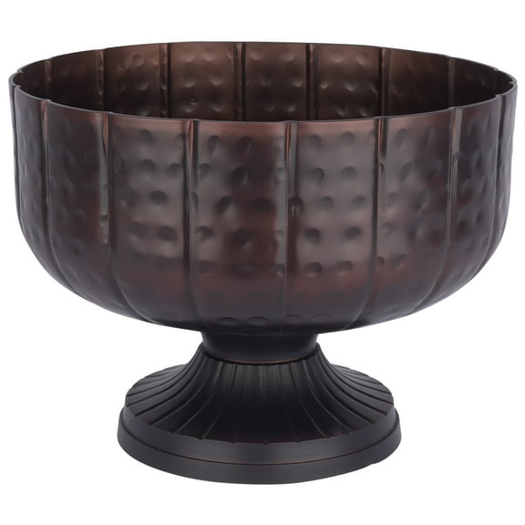 Koyal Wholesale Bronze Vintage Metal Compote Bowl Ideal for Table Centerpiece, Vase for Flowers 1 Pack, 9.5" x 7"