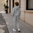 thumbnail image 5 of Kids Boys 2 Piece Waffle Knit Outfit, Quarter Zip Pullover Hoodie with Pocket & Elastic Waist Sweatpants, Soft Casual Sport Tracksuit Gray 4 Years, 5 of 9