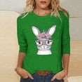 thumbnail image 2 of successthop Bunny Shirts for Women Bunny Casual 3/4 Sleeve Beach T Shirts Crewneck Shirts Spring Holiday Clothes Green 2XL, 2 of 4