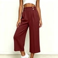 thumbnail image 3 of Bloomae Capri Pants for Women Wide Leg High Waisted Pleated Dress Pants Business Casual Capris Work Office Cropped Slacks Trousers with Pockets, 3 of 8