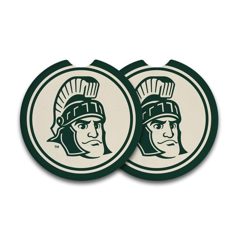Magnolia Lane Michigan State (MI ST) Spartans Mascot Car Coaster, Set of 2, 2.5-inches Diameter