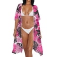 thumbnail image 3 of DISNIMO Monstera Hibiscus Print Women's Kimono Swimsuit Cover Ups Cardigan Summer Cover Up Casual Loose Beach Coverups for Vacation, 3 of 6