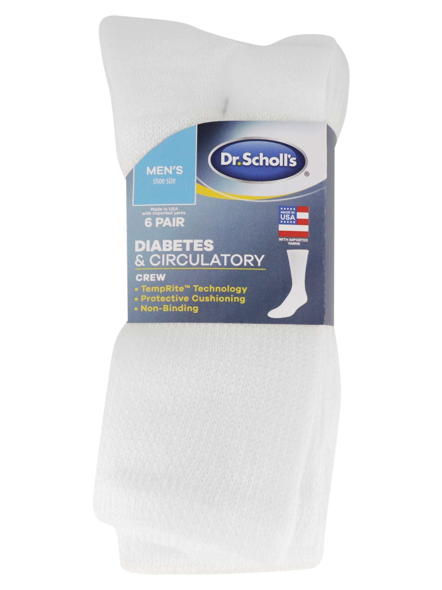 Dr. Scholl's Men's Diabetes & Circulatory Crew Socks, 6 Pack