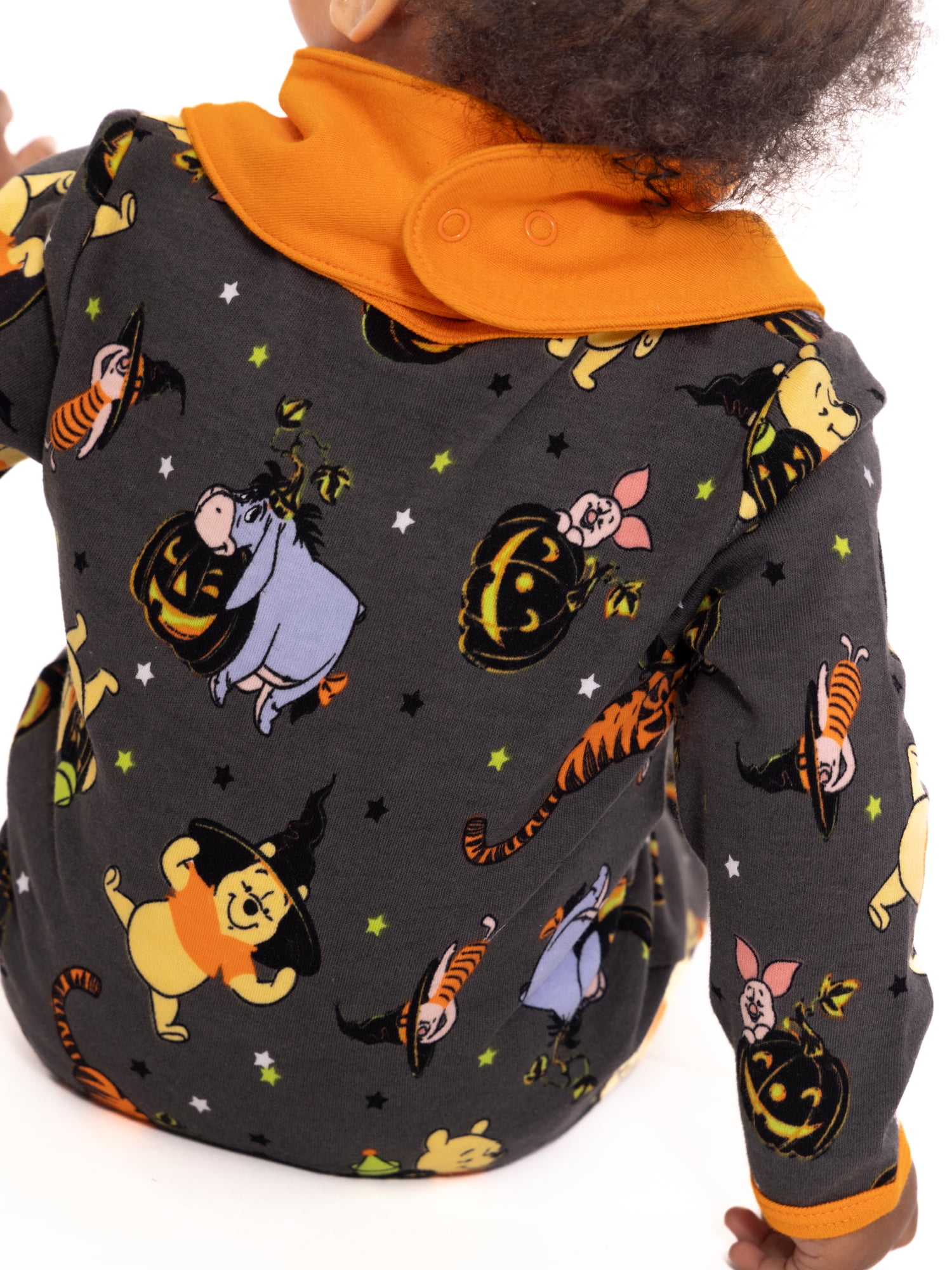 Halloween Winnie the Pooh Baby Boys or Girls Footed Sleep N Play Pajamas and Bib Set, 2-Piece, Sizes 0M-9M