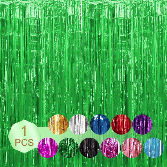 Toystoory Exquisita cortina de flecos artesanales, colores vibrantes, fondo de escenario, decoraciones de fiesta de Kits de decoración para fiestas Verde 6.5 pies