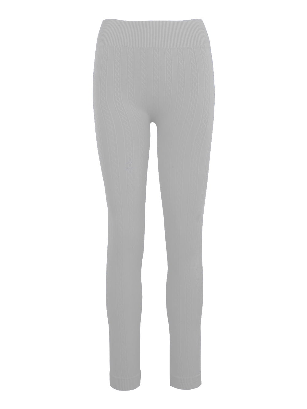 Ladies Cable Knit Fleece Leggings White