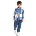 thumbnail image 4 of Toddler Baby Boys Girls Plaid Flannel Shirt Long Sleeve Button Down Jacket Kids Fall Shacket Coat Tops, 4 of 7