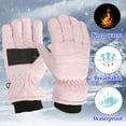 thumbnail image 2 of Fall Long Sleeve Thermal Snow Gloves for Kids Pink Winter Outdoor Boys Girls Skating Snowboarding Windproof Warm Ski Size M/L, 2 of 8