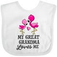 thumbnail image 3 of Inktastic My Great Grandma Loves Me with Two Flamingos Boys or Girls Baby Bib, 3 of 4