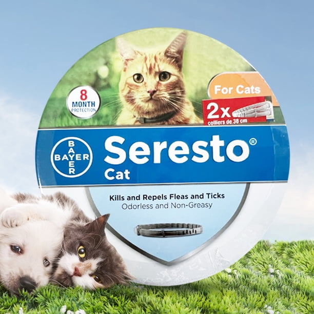 6 meses de protección impermeable 2 piezas collar antipulgas (nuevo gato grande de EE. UU. 38 cm)