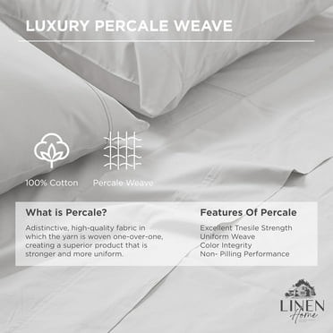 100% Cotton Percale Weave Fitted Sheet, Queen Size, Silver, 1 Deep Pocket Fitted Sheet, Fits Mattress Upto 16" Crisp and Cool Strong Bed Linen, 60"X80"+15"