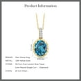 thumbnail image 5 of Gem Stone King 10K Yellow Gold London Blue Topaz and White Diamond Pendant Necklace for Women (1.84 Cttw, Gemstone Birthstone, Oval 9X7MM, with 18 inch Chain), 5 of 5