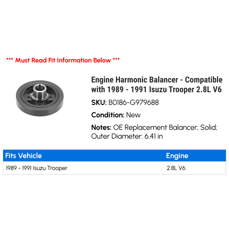 Engine Harmonic Balancer - Compatible with 1989 - 1991 Isuzu