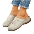 thumbnail image 3 of Dsscvnef Embroidered Bao Toe Slippers Women's Large Size Round Toe Bao Toe Wedge Outer Wear Half Slip Mules, 3 of 9
