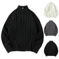 thumbnail image 5 of Chiccall Men's Quarter Zip Pullover Sweater Cable Knit Casual Loose Stand Collar Texture Knitted Sweaters, 5 of 5