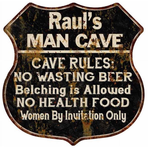 Raul's Man Cave Rules Sign Shield Metal Gift 211110007106
