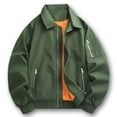 thumbnail image 3 of USNSM Men's Jacket Workwear Jacket Lightweight Casual Long Sleeved Spring Fall Windbreaker Zip Up Coat with Pocket Green XL, 3 of 7