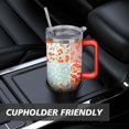 thumbnail image 7 of 40oz Pioneer Colorful Floral Stainless Steel Flip Straw Tumbler with Lid and Straw Spill Proof Travel Cup Double Wall Vacuum Insulated Coffee Mug with Handle Red, 7 of 7
