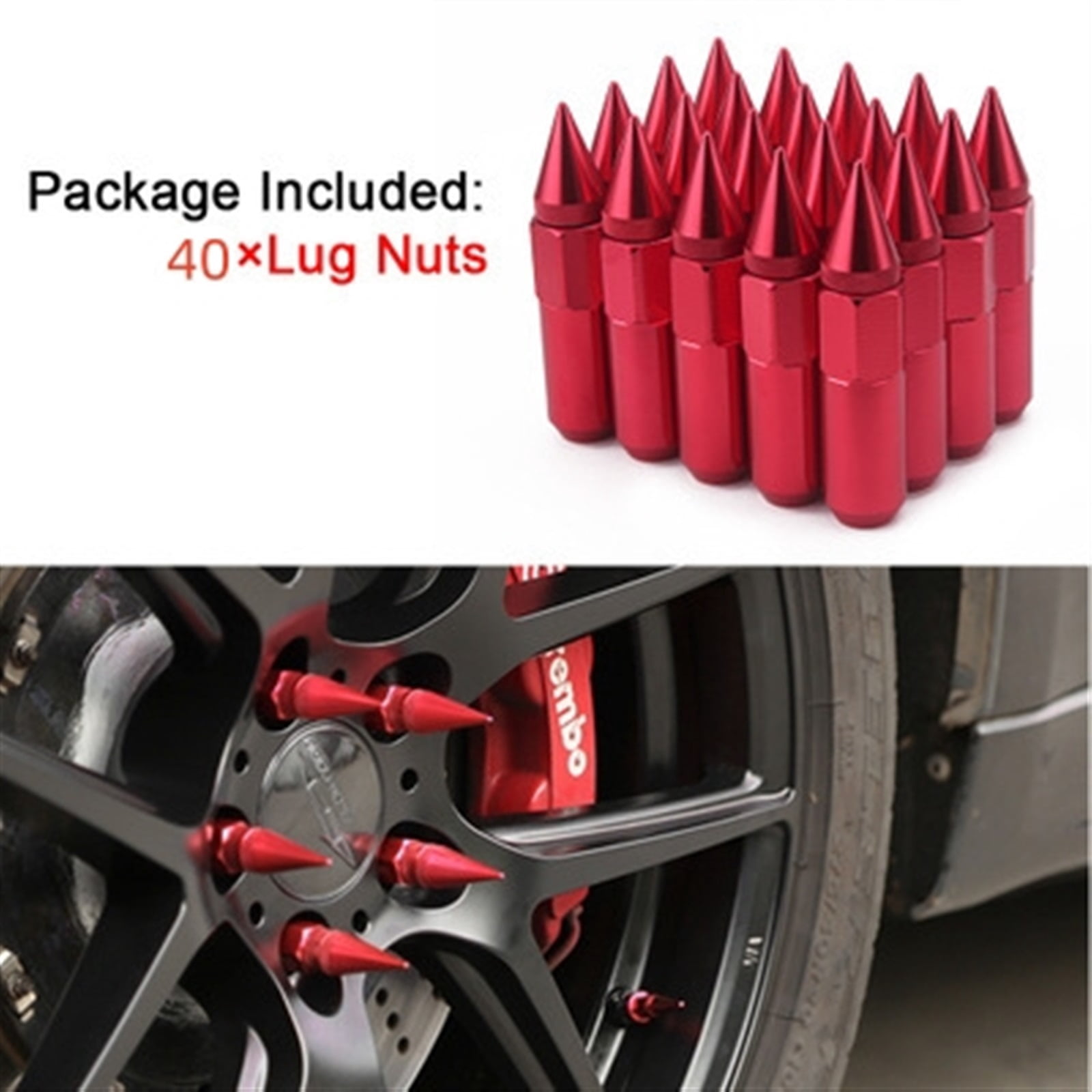 40PCS/Set, OEM Style Factory Lug Nuts, Aluminum Alloy Pointy Lug Nuts, Wheel Nuts, M12*1.5mm M12*1.25mm For Choice