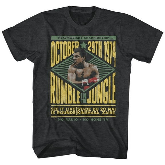 Muhammad Ali Rumble Black Heather Adult T-Shirt 4Xl