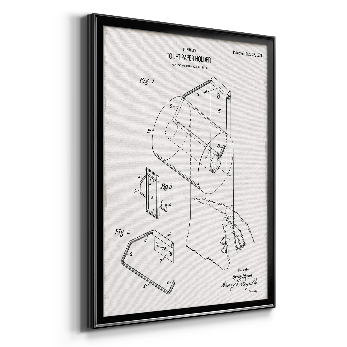Toilet Paper Patent II Premium Classic Framed Print - Ready to Hang