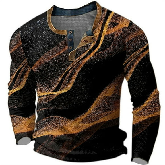 Cathalem Men's Long Sleeve Polo Long Sleeve Casual Sweater Polo Button Down Collared Golf T Shirt,Gold S