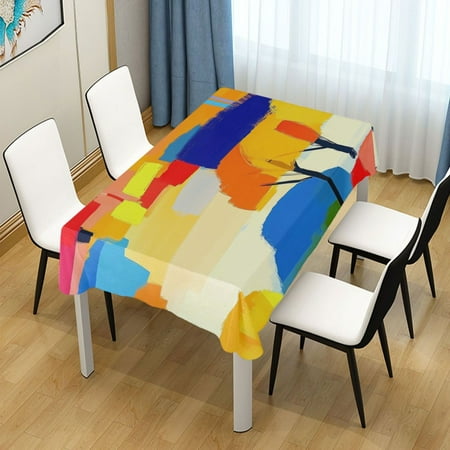 

54x54 Inch Tablecloth Polyester Square Tablecloth for Home Kitchen Dinner Decor Abstract Landscape with Trees