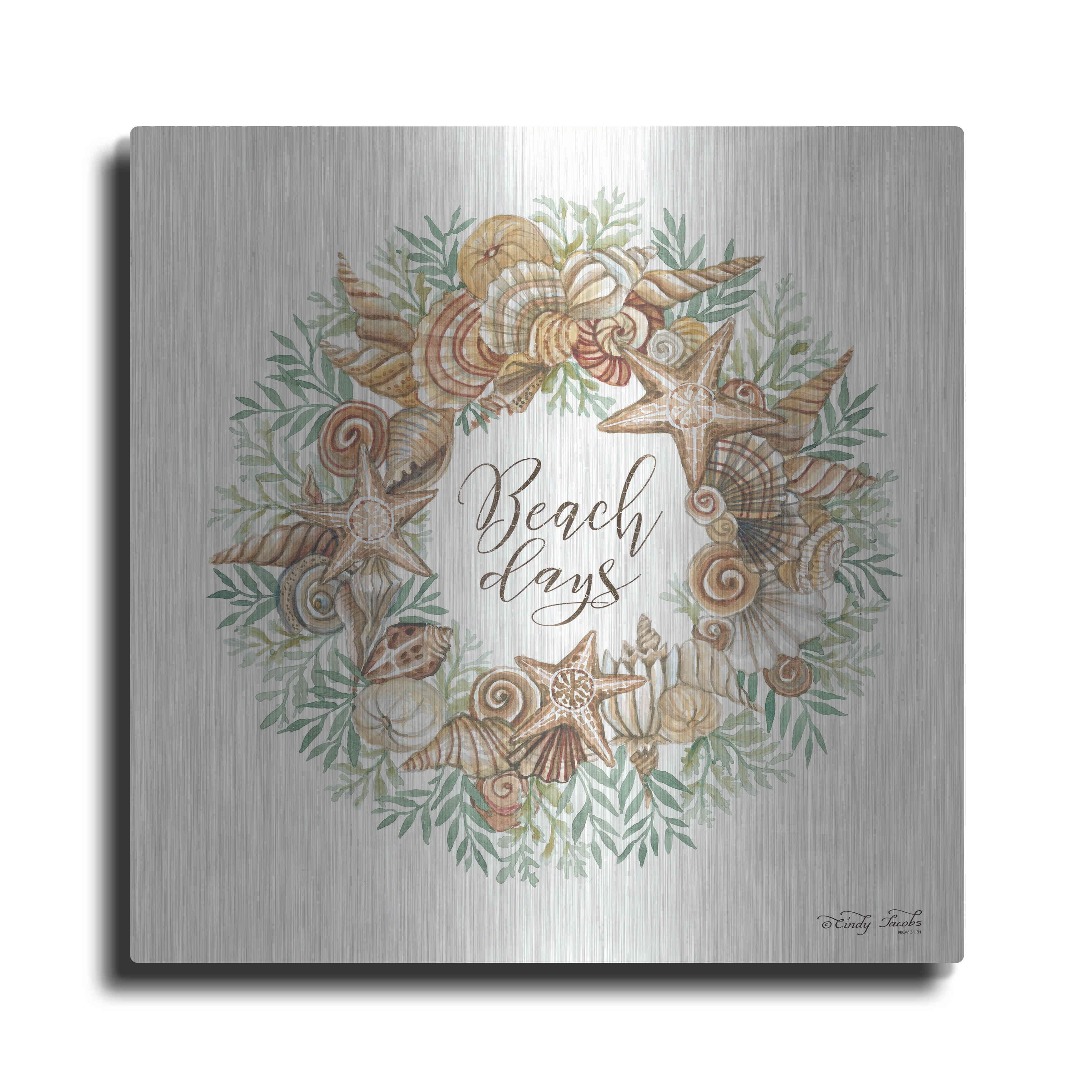 Luxe Metal Art 'Beach Days Shell Wreath' by Cindy Jacobs, Metal Wall