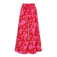thumbnail image 4 of Dolkfu Flowy Pants for Women Trendy Red Full Wide-Leg High-Waist Joggers Pants Elastic Waist Flowers Printed Vacation Pants Red,L, 4 of 6