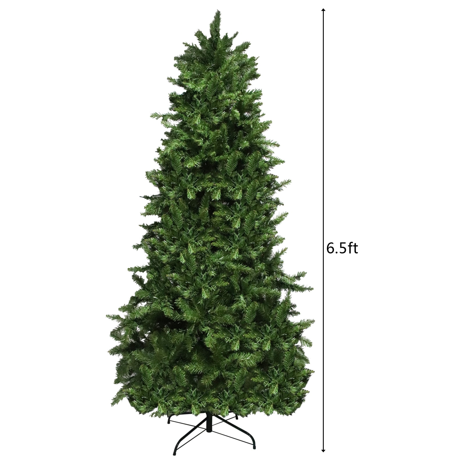 Kadyn 7.5ft Flocking Tied Light Christmas Tree, Artificial Slim Christmas Tree with Includes Metal Stand, Chartreuse