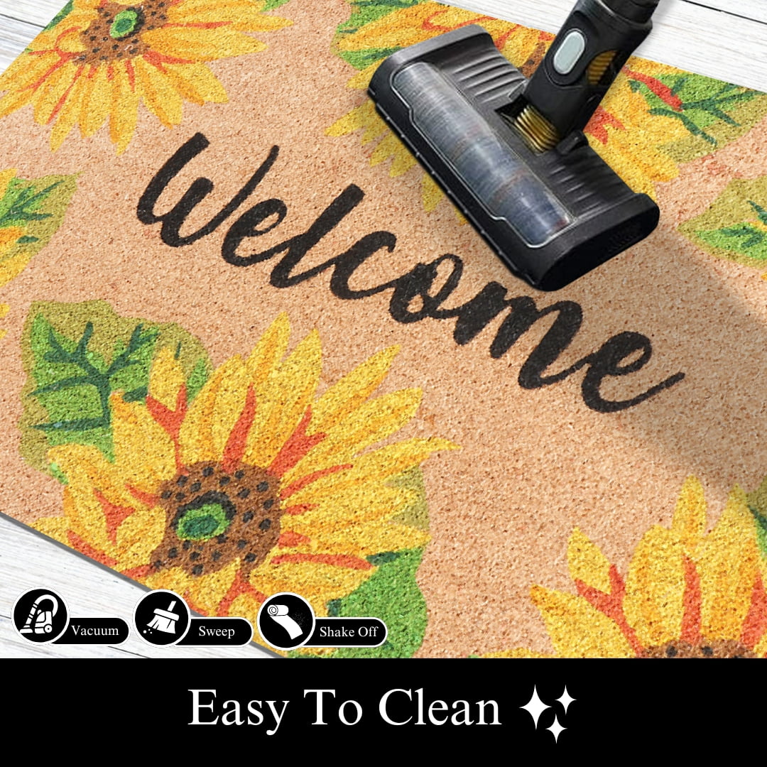 A1HC Natural Coco Coir Doormat, Spring Sunflower, 18"x30", Durable Outdoor Welcome Mat, Non-Slip, Easy to Clean, Pet Friendly