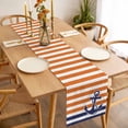 thumbnail image 3 of Anchor Orange Table Runner - 70 Inch Long, Kitchen Dining Table Runner Dresser Scarves, Modern Navy Blue White Striped Nautical Farmhouse Decor for Coffee Tables Wedding Party Banquet, 3 of 8