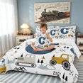 thumbnail image 4 of meiyoeat Construction Letter C Twin Bedding for Boys, Vehicle Print Bedding Comforter Set, Blue, Reversible, 7 Pieces, 4 of 6