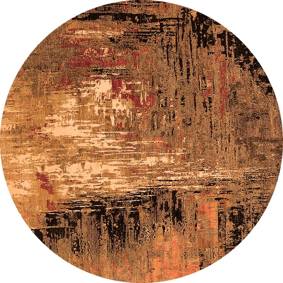 Ahgly Company Indoor Round Oriental Orange Industrial Area Rugs, 3' Round