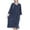Navy, variant on Women Zipper Robe 3/4 Sleeve Loungewear Dress Full Length Sleepwear Waffle Housecoat Nightgown Long Bathrobe with Pockets