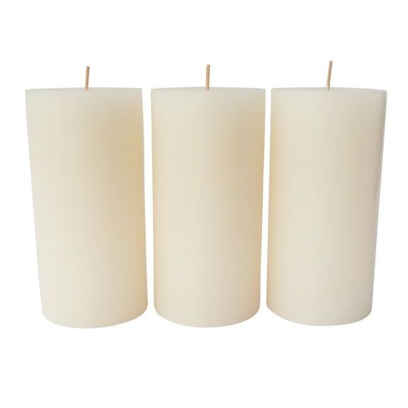 Mainstays Single Wick 3" x 6" Pillar Candle, Unscented, Ivory, 3 Pack