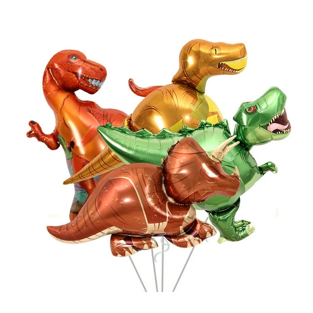 Set de globos con forma de dinosaurio Triceratops, pterosaurio T-Rex, x5