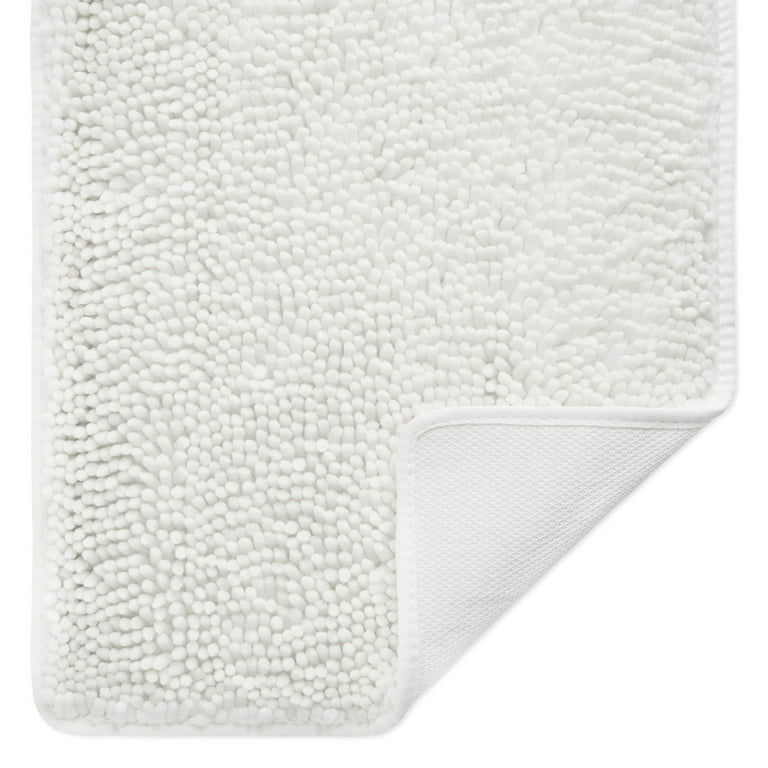 Home Dynamix Bali Breeze Solid Print Modern Shag Bath Mat, White