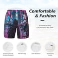 thumbnail image 5 of Lsque Mens Swim Trunks Neon Night Cityscape Pattern - Bathing Suit Compression Liner - Beach Swim Shorts Swimwear - (S-3XL) - Stretch Quick Dry -Small, 5 of 9