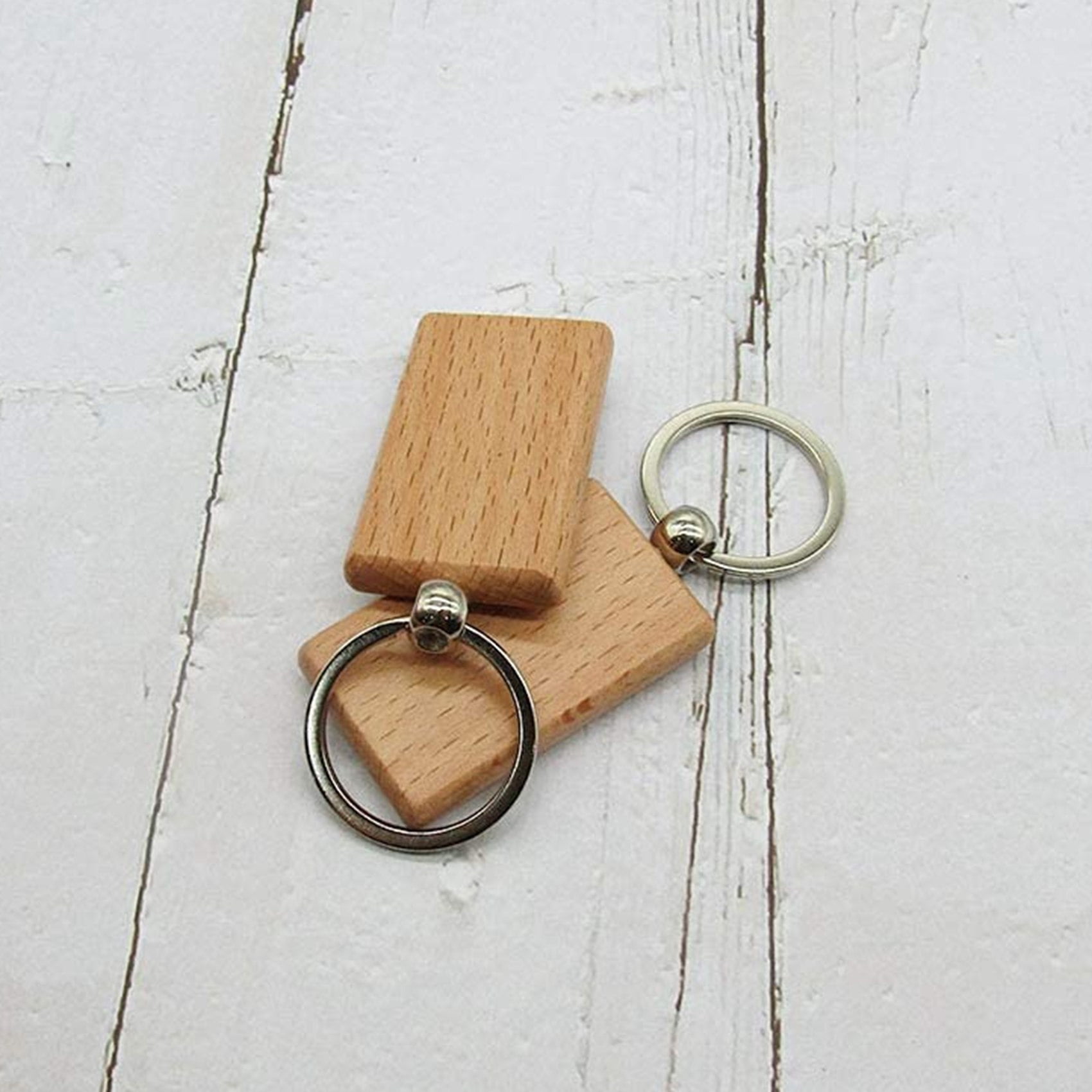 40 Pcs Blank Wooden Keychain Rectangular Engraving Key Diy Wood Keychains Key Tags Can Engrave Diy Gifts