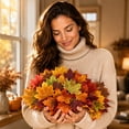 thumbnail image 6 of geerera 100-Piece Artificial Fall Maple Leaves, Mixed Color Fake Autumn Leaves for DIY Crafts, Halloween & Thanksgiving Decor, 3" Faux Foliage for Table Scatter, 6 of 8