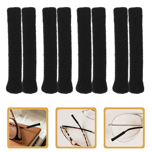 UPOUART 8Pcs Black Eyeglass Ear Cushions Temple Tips Glasses Slip Preventer Covers