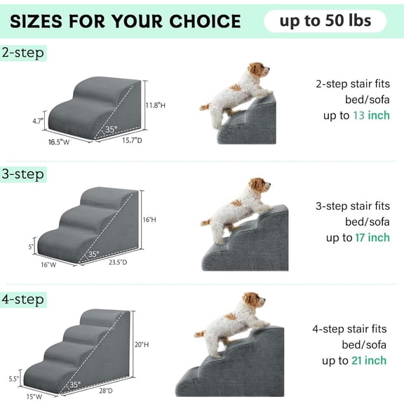 Dog Stairs for Small Dogs and Cats, 20" H 4 Steps Dog Ramp for High Beds, Couch, Sofa, Waterproof Pet Stairs with Removable Washable Cover, Non-Slip Sturdy Pet Steps