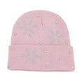 thumbnail image 4 of KANG Snowflake Encrusted Knitted Hats Autumn And Winter Warm Cold Hats Knitted Woolen Hats For And Pink One Size, 4 of 4