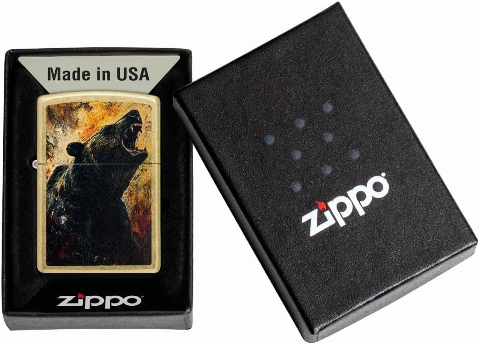 Zippo Lighter - Customized Message on Grizzly Roar Street Brass Pocket 46695