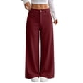thumbnail image 2 of WULMLEO Women's Sweatpants Corduroy Fall Winter Wide Leg Elastic Waist Trousers Loose Fit Comfortable Paloma Pants Lounge Comfort Bottoms with Pockets Wine S, 2 of 9