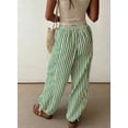 thumbnail image 3 of DOKOTOO Womens Drawstring Striped Pants Loose Elastic Waist Wide Leg Pants Trousers Casual Comfy Lounge Pants Trousers with Pockets, 3 of 7