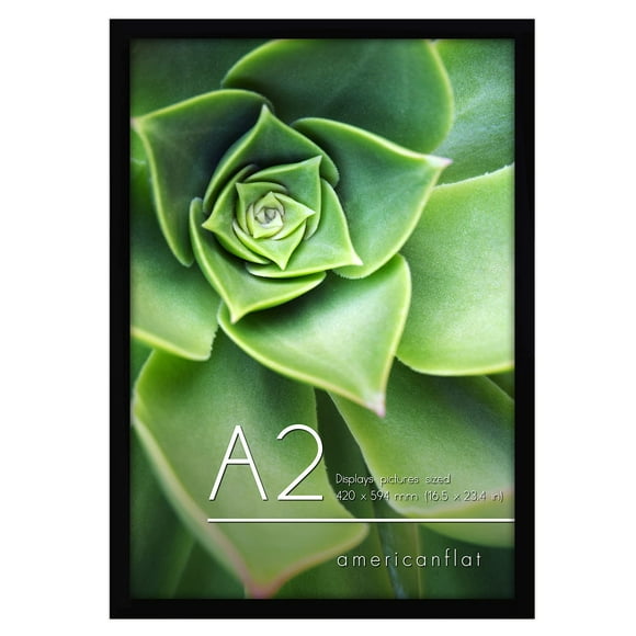 Americanflat A2 Picture Frame in Black - Composite Wood with Polished Plexiglass - Horizontal and Vertical Formats for Wall - 16.5 x 23.4 in