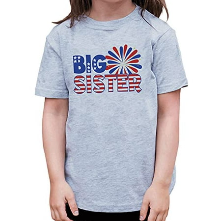 

7 ate 9 Apparel Kids 4th of July Big Sister Patriotic Grey T-Shirt